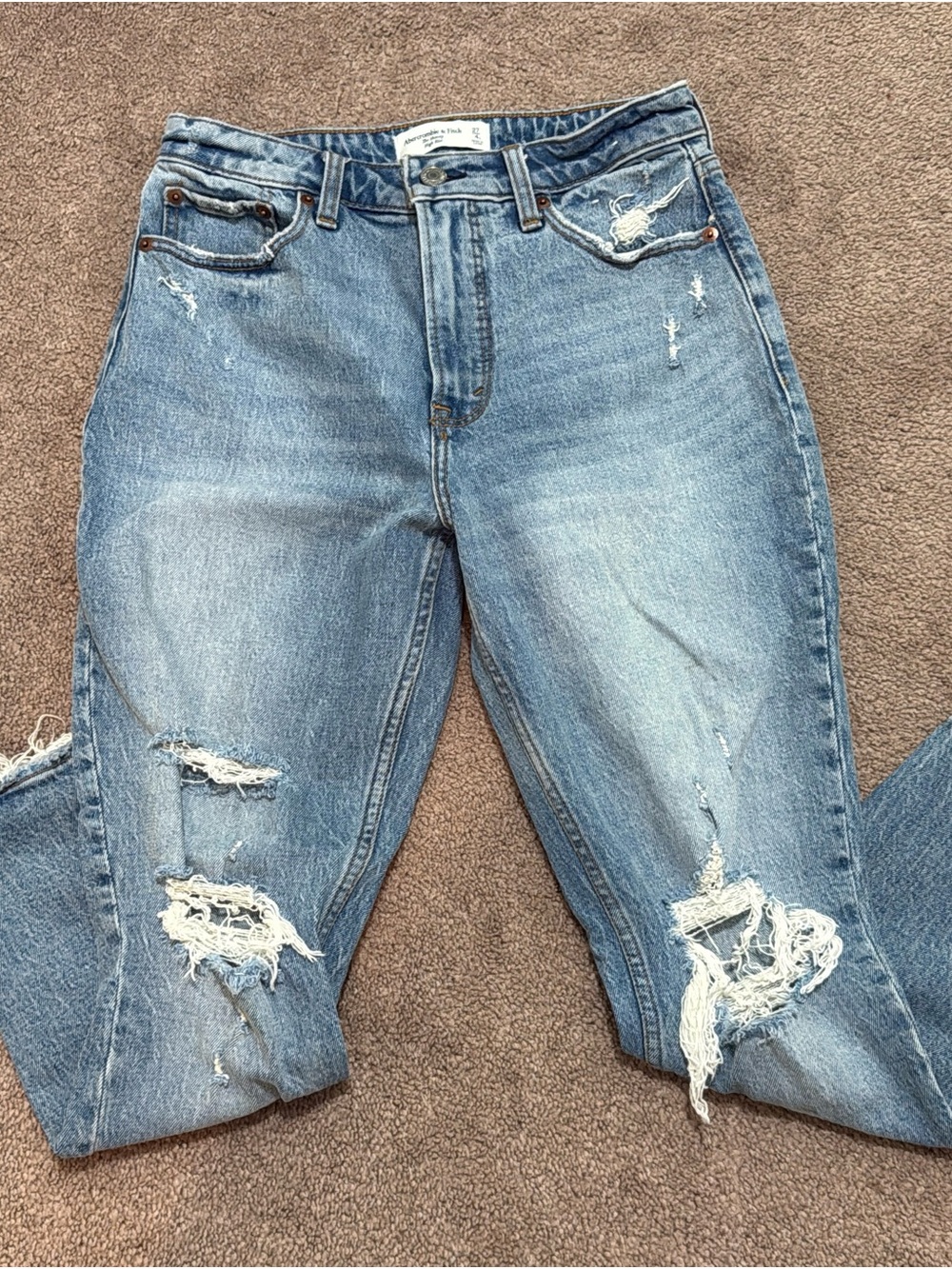 Abercrombie & Fitch Light Blue Distressed Skinny High Rise Jeans 4SHORT
